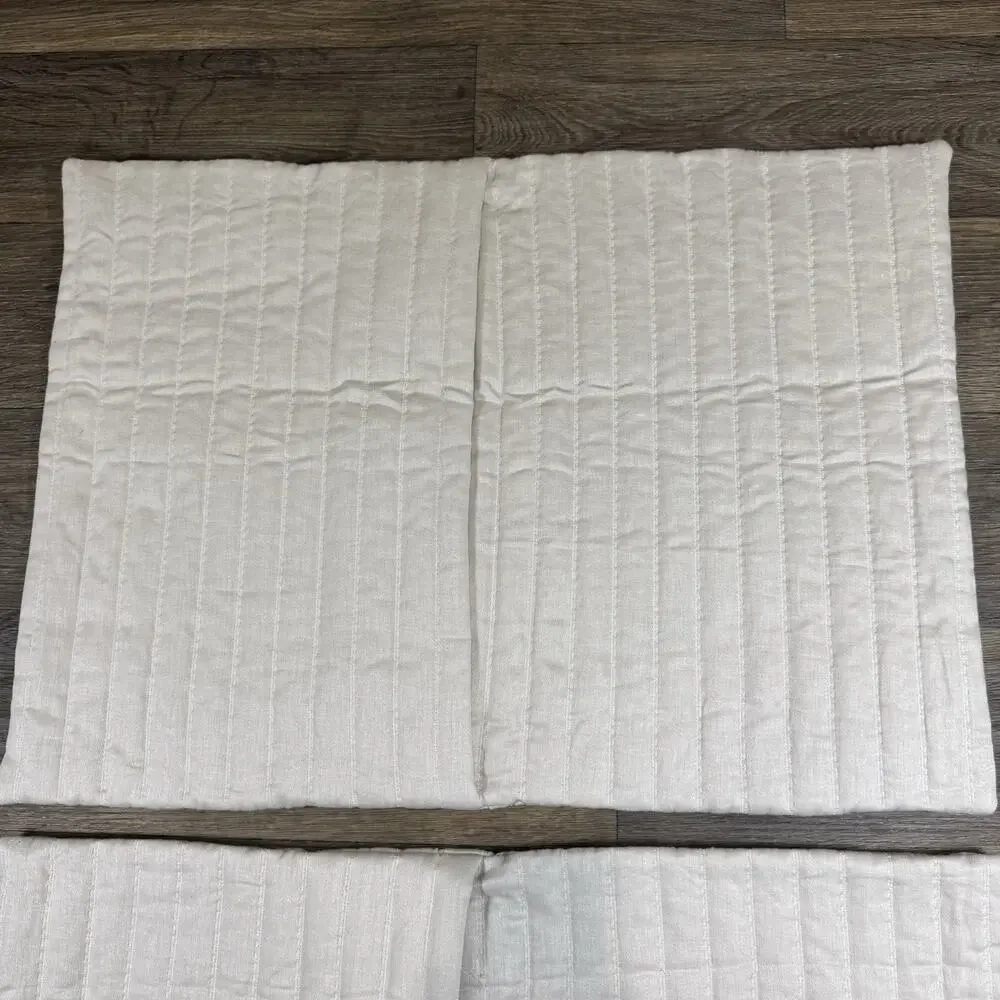 2 RESTORATION HARDWARE CHANNEL STITCHED LINEN QUILTED SHAMS In Sand